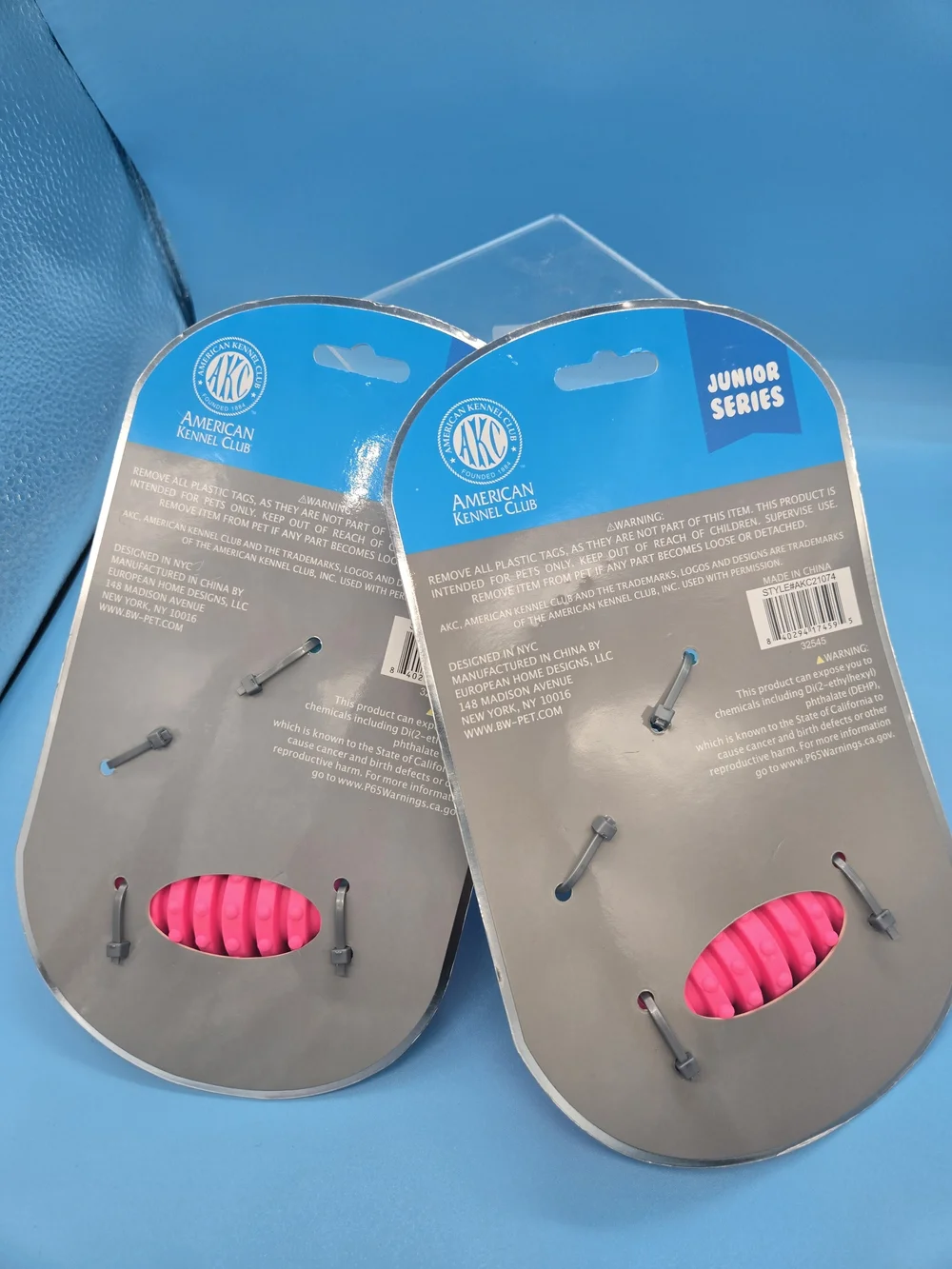 American Kennel Club Junior Pink & Teal Teething Dog Toy Set- 2 Pack